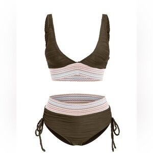 Blooming Jelly Women High Waisted Bikini Tummy Control Two Piece Drawstrings